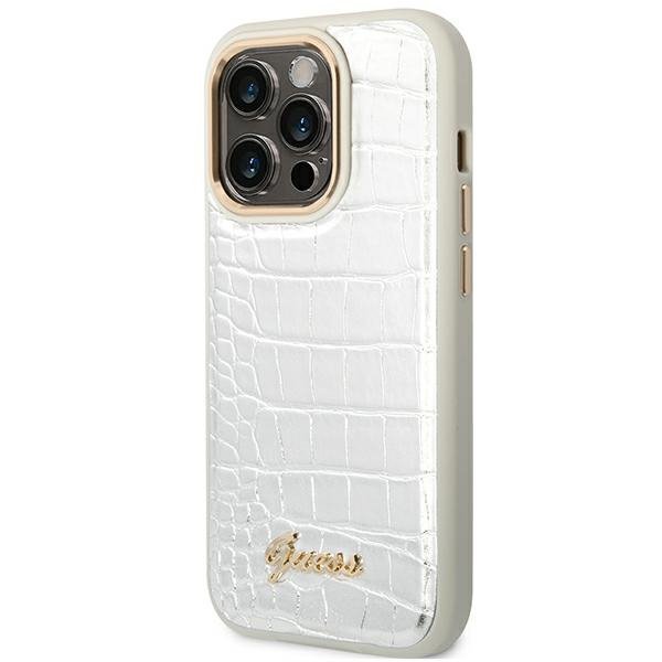 Guess GUHCP14LHGCRHS iPhone 14 Pro 6,1&quot; srebrny/silver hardcase Croco Collection