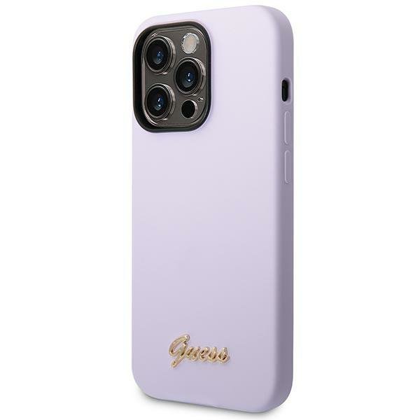 Guess GUHCP14LSLSMU iPhone 14 Pro 6,1&quot; fioletowy/purple hard case Silicone Vintage Gold Logo