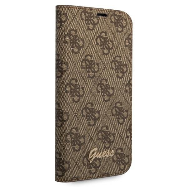 Guess GUBKP14SHG4SHW iPhone 14 / 15 / 13 6.1" brązowy/brown book 4G Vintage Gold Logo