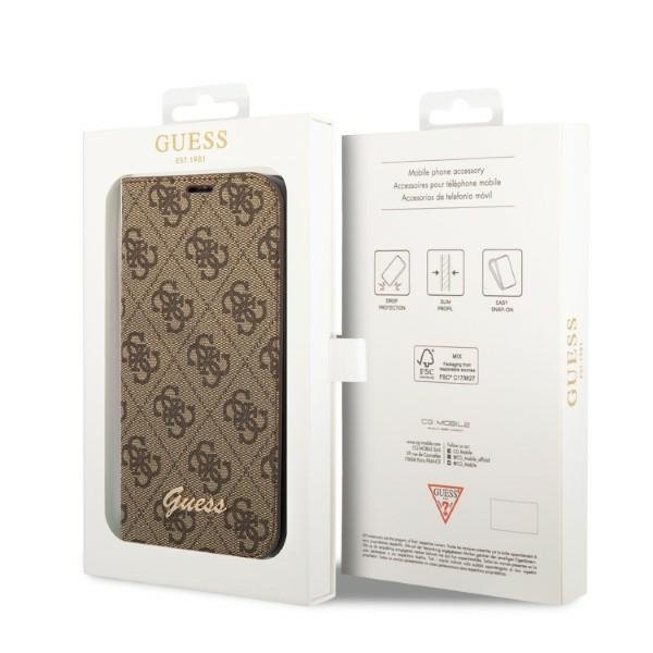 Guess GUBKP14SHG4SHW iPhone 14 / 15 / 13 6.1" brązowy/brown book 4G Vintage Gold Logo