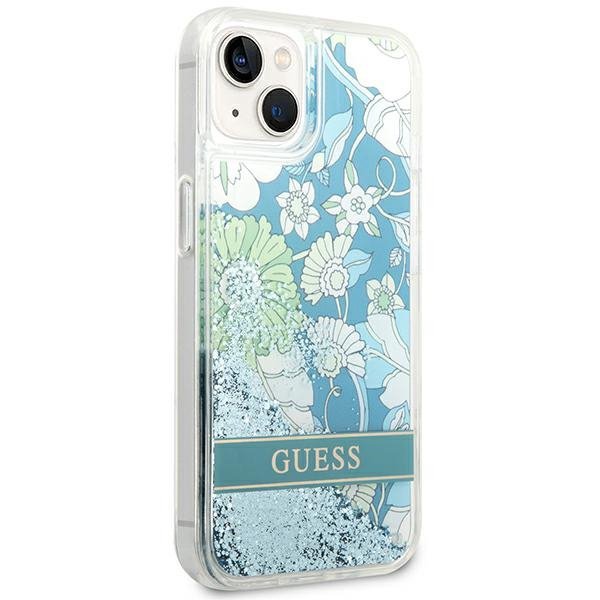 Guess GUHCP14MLFLSN iPhone 14 Plus / 15 Plus 6.7&quot; zielony/green hardcase Flower Liquid Glitter