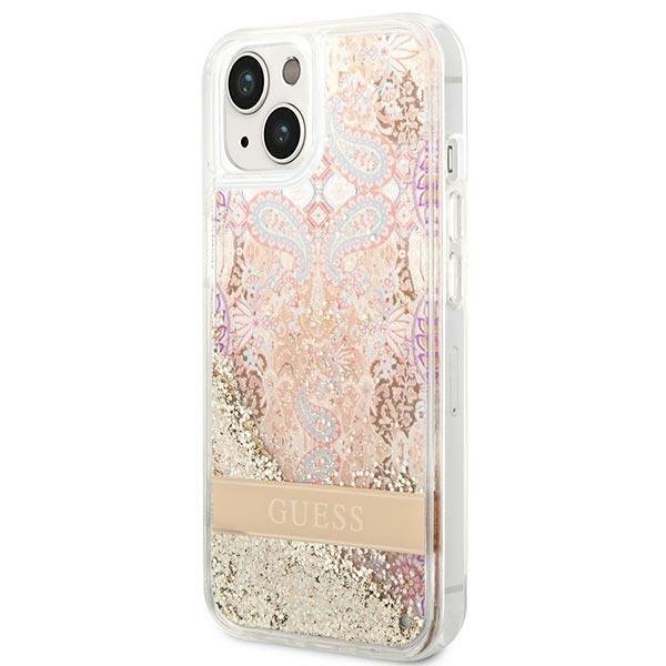 Guess GUHCP14MLFLSD iPhone 14 Plus / 15 Plus 6.7&quot; złoty/gold hardcase Paisley Liquid Glitter