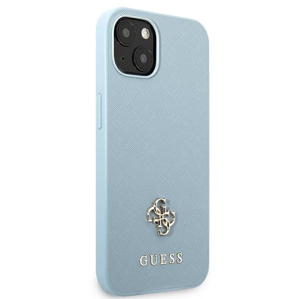 Guess GUHCP13MPS4MB iPhone 13 / 14 / 15 6.1&quot; niebieski/blue hardcase Saffiano 4G Small Metal Logo