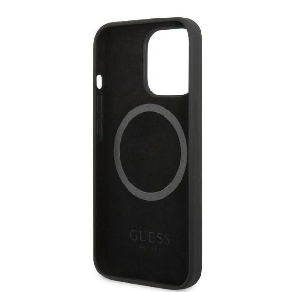 Guess GUHMP13LSPLK iPhone 13 Pro / 13 6,1&quot; czarny/black hard case Silicone Logo Plate MagSafe