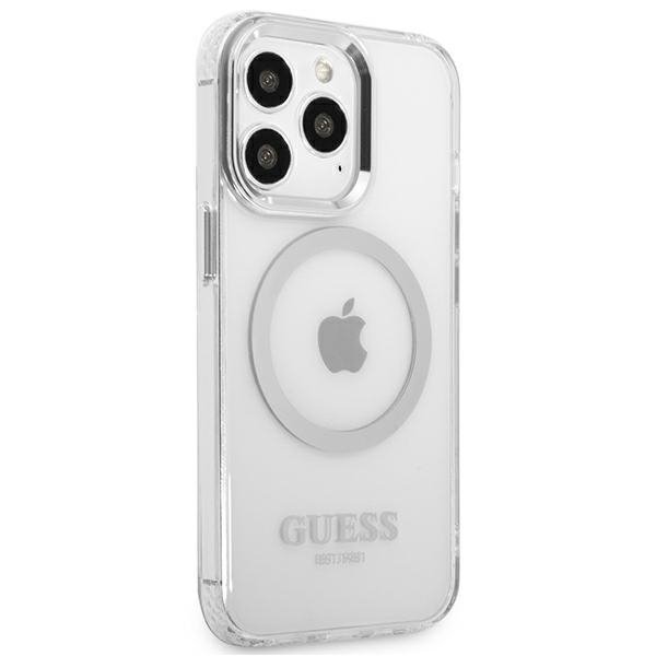 Guess GUHMP13LHTRMS iPhone 13 Pro / 13 6,1&quot; srebrny/silver hard case Metal Outline Magsafe