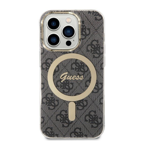 Zestaw Guess GUBPP14XH4EACSK Case+ Charger iPhone 14 Pro Max 6,7&quot; czarny/black hard case 4G Print MagSafe