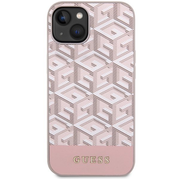 Guess GUHMP14MHGCFSEP iPhone 14 Plus / 15 Plus 6.7&quot; różowy/pink hard case GCube Stripes MagSafe