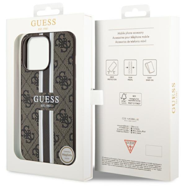 Guess GUHMP13XP4RPSW iPhone 13 Pro Max6.7&quot; brązowy/brown hardcase 4G Printed Stripes MagSafe