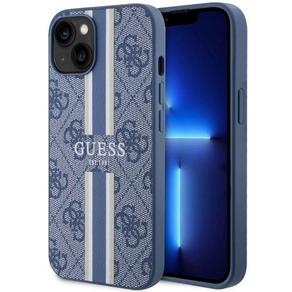 Guess GUHMP14MP4RPSB iPhone 14 Plus / 15 Plus 6.7&quot; niebieski/blue hardcase 4G Printed Stripes MagSafe