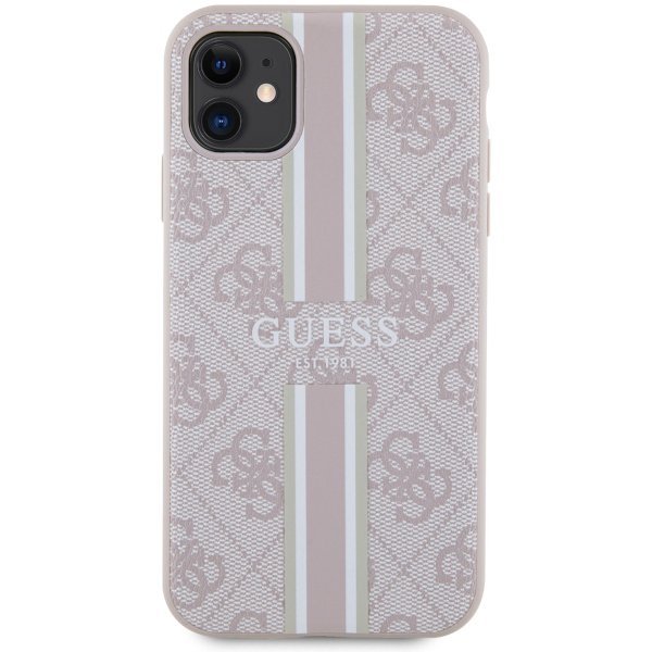 Guess GUHMN61P4RPSP iPhone 11 / Xr różowy/pink hardcase 4G Printed Stripes MagSafe