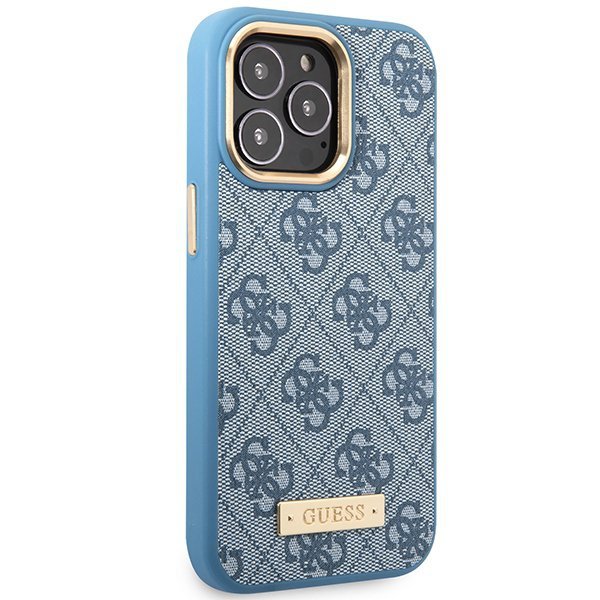 Guess GUHMP14LU4GPRB iPhone 14 Pro 6.1&quot; niebieski/blue hard case 4G Logo Plate MagSafe