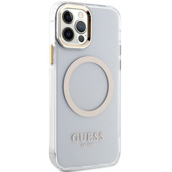 Guess GUHMP12MHTRMD iPhone 12/12 Pro 6.1&quot; złoty/gold hardcase Metal Outline Magsafe