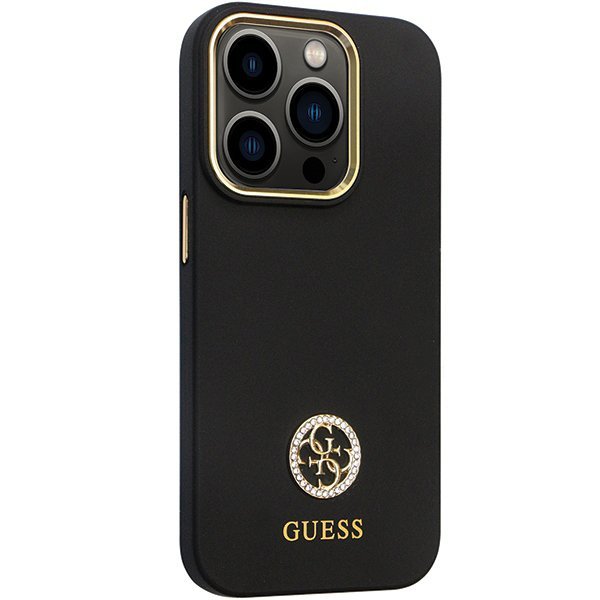 Guess GUHCP14LM4DGPK iPhone 14 Pro 6.1&quot; czarny/black hardcase Silicone Logo Strass 4G