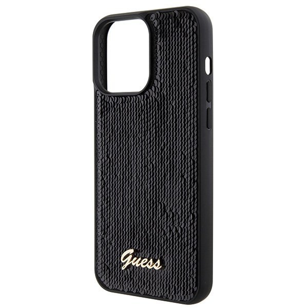 Guess GUHCP15XPSFDGSK iPhone 15 Pro Max 6.7&quot; czarny/black hardcase Sequin Script Metal