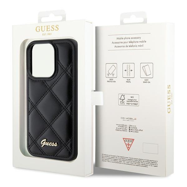 Guess GUHCP15XPSQSQSK iPhone 15 Pro Max 6.7&quot; czarny/black hardcase Quilted Metal Logo