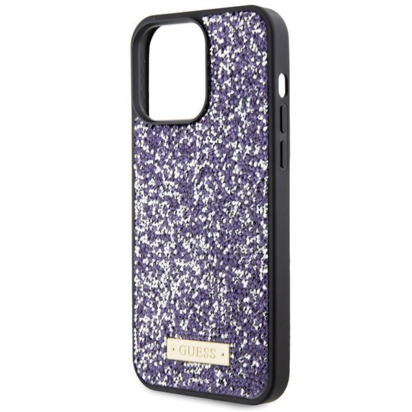 Guess GUHCP15LPFGSBSP iPhone 15 Pro 6.1&quot; fioletowy/purple hardcase Rhinestone Metal Logo