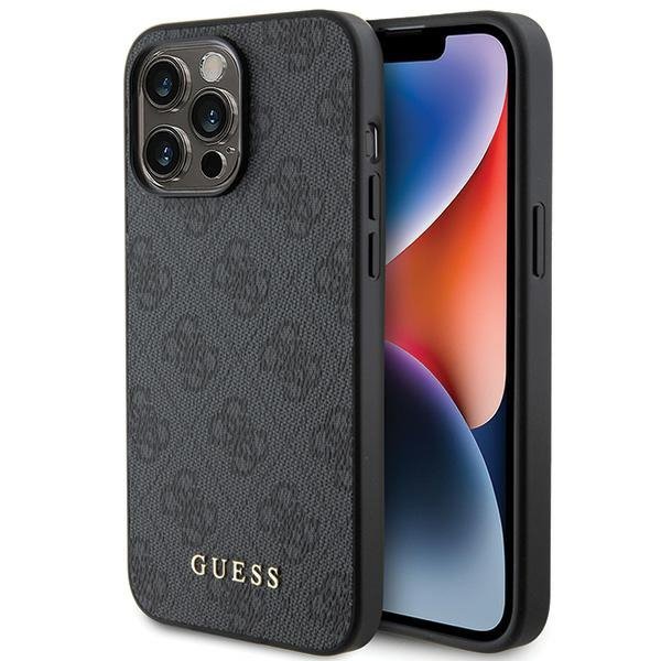 Guess GUHCP15XG4GFGR iPhone 15 Pro Max 6.7&quot; szary/grey hard case 4G Metal Gold Logo