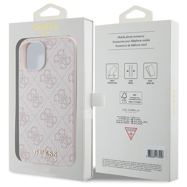 Guess GUHCP15MG4GFPI iPhone 15 Plus / 14 Plus 6.7&quot; różowy/pink hard case 4G Metal Gold Logo
