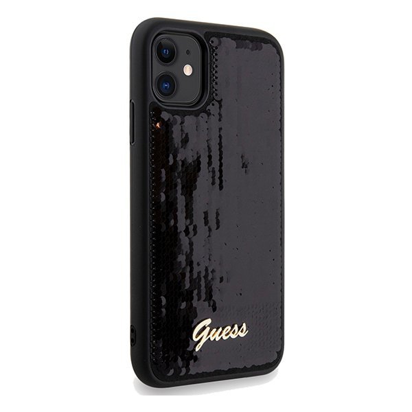 Guess GUHCN61PSFDGSK iPhone 11 / Xr 6.1&quot; czarny/black hardcase Sequin Script Metal