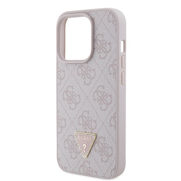 Guess GUHCP15LP4TDPP iPhone 15 Pro 6.1&quot; różowy/pink hardcase Leather 4G Triangle Strass