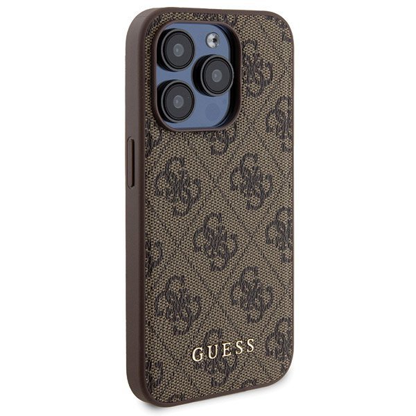 Zestaw Guess GUBPM5P15L4GEMGW iPhone15 Pro 6.1" hardcase + Powerbank 5000mAh MagSafe brązowy/brown 4G Metal Logo
