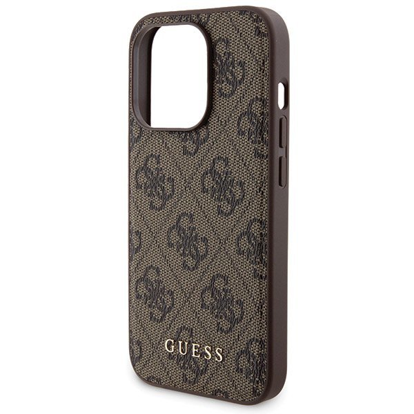 Zestaw Guess GUBPM5P15L4GEMGW iPhone15 Pro 6.1" hardcase + Powerbank 5000mAh MagSafe brązowy/brown 4G Metal Logo