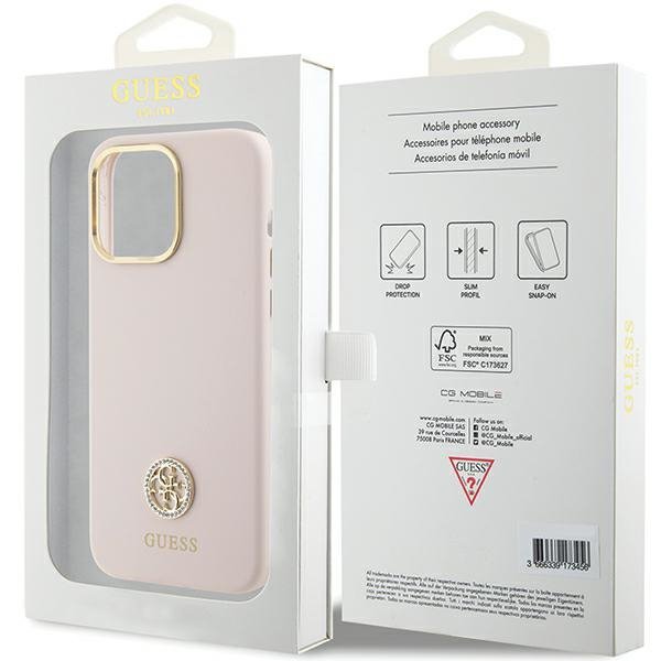 Guess GUHCP15XM4DGPP iPhone 15 Pro Max 6.7&quot; jasnoróżowy/pink hardcase Silicone Logo Strass 4G