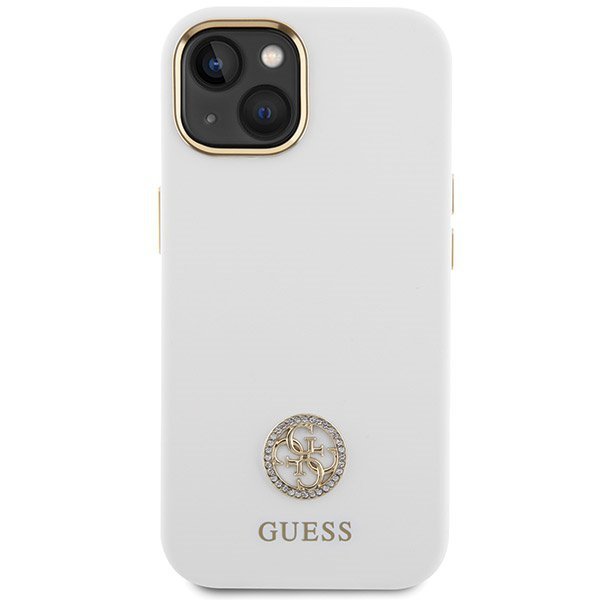 Guess GUHCP15SM4DGPH iPhone 15 / 14 / 13 6.1&quot; biały/white hardcase Silicone Logo Strass 4G