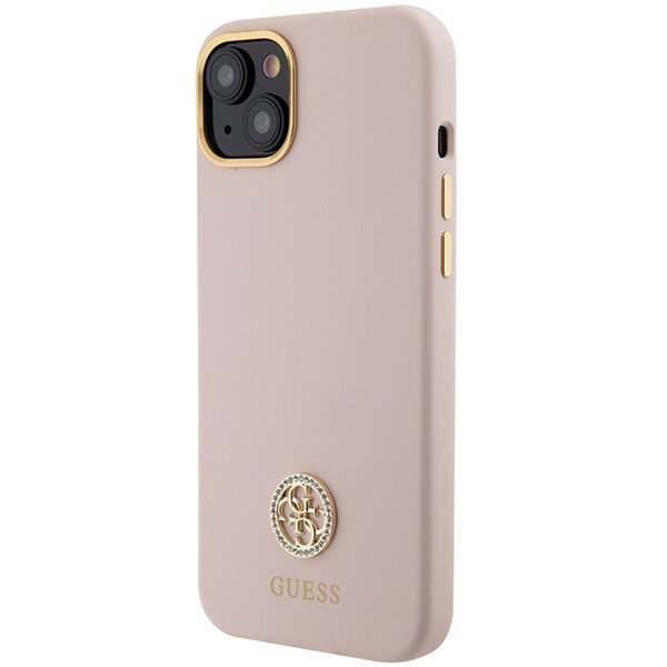Guess GUHCP15SM4DGPP iPhone 15 / 14 / 13 6.1&quot; jasnoróżowy/pink hardcase Silicone Logo Strass 4G