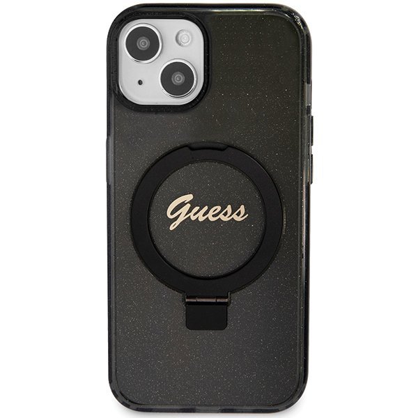 Guess GUHMP15SHRSGSK iPhone 15 / 14 / 13 6.1&quot; czarny/black hardcase Ring Stand Script Glitter MagSafe