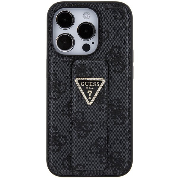 Guess GUHCP15XPGS4TDK iPhone 15 Pro Max 6.7&quot; czarny/black hardcase Grip Stand 4G Triangle Strass