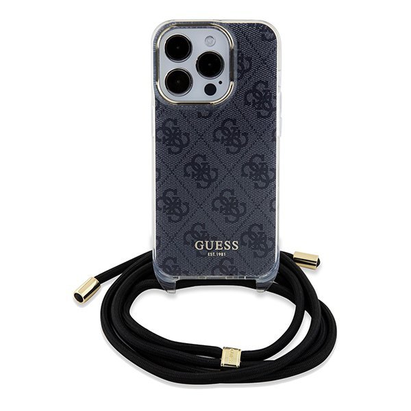 Guess GUHCP15XHC4SEK iPhone 15 Pro Max 6.7&quot; czarny/black hardcase Crossbody Cord 4G Print