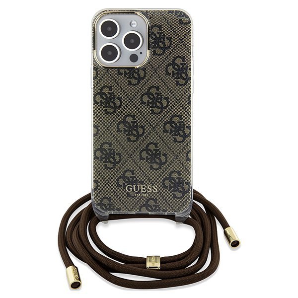 Guess GUHCP15XHC4SEW iPhone 15 Pro Max 6.7&quot; brązowy/brown hardcase Crossbody Cord 4G Print