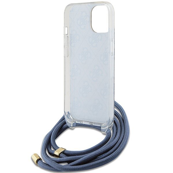 Guess GUHCP15SHC4SEB iPhone 15 / 14 / 13 6.1&quot; niebieski/blue hardcase Crossbody Cord 4G Print