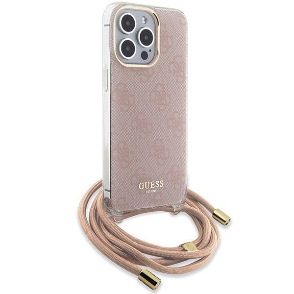 Guess GUHCP15LHC4SEP iPhone 15 Pro 6.1&quot; różowy/pink hardcase Crossbody Cord 4G Print