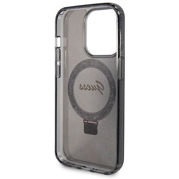 Guess GUHMP14LHRSGSK iPhone 14 Pro 6.1&quot; czarny/black hardcase Ring Stand Script Glitter MagSafe