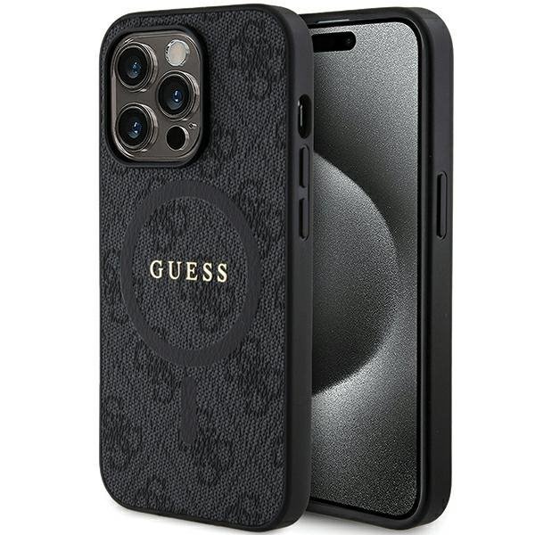 Guess GUHMP14LG4GFRK iPhone 14 Pro 6.1&quot; czarny/black hardcase 4G Collection Leather Metal Logo MagSafe