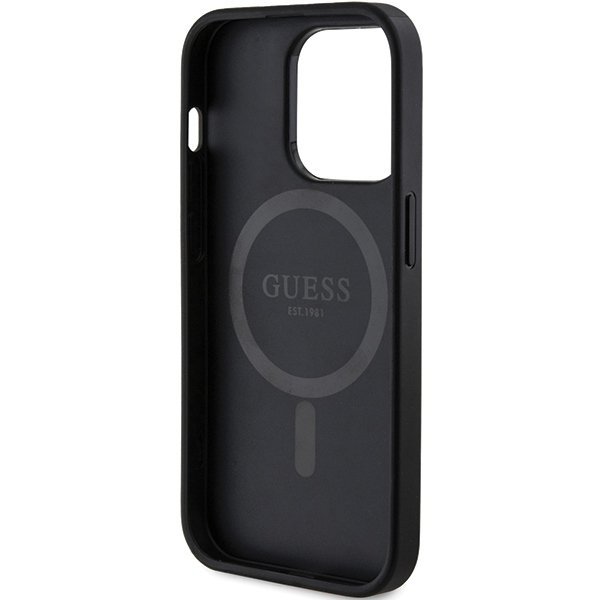 Guess GUHMP14LG4GFRK iPhone 14 Pro 6.1&quot; czarny/black hardcase 4G Collection Leather Metal Logo MagSafe