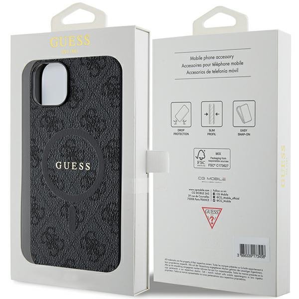Guess GUHMP15SG4GFRK iPhone 15 / 14 / 13 6.1&quot; czarny/black hardcase 4G Collection Leather Metal Logo MagSafe