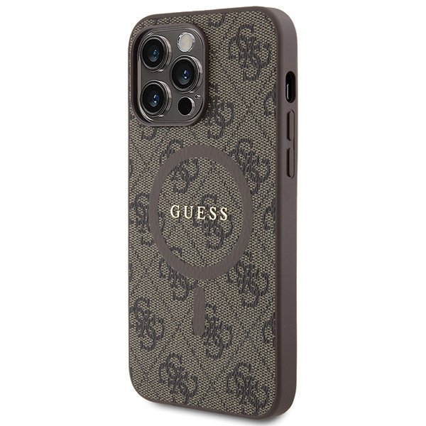 Guess GUHMP14LG4GFRW iPhone 14 Pro 6.1&quot; brązowy/brown hardcase 4G Collection Leather Metal Logo MagSafe