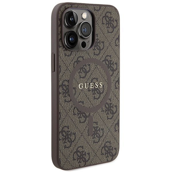 Guess GUHMP14LG4GFRW iPhone 14 Pro 6.1&quot; brązowy/brown hardcase 4G Collection Leather Metal Logo MagSafe