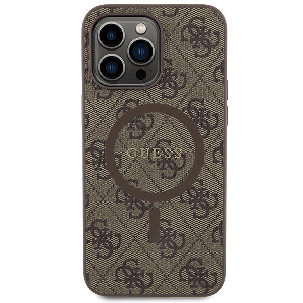 Guess GUHMP14XG4GFRW iPhone 14 Pro Max 6.7&quot; brązowy/brown hardcase 4G Collection Leather Metal Logo MagSafe
