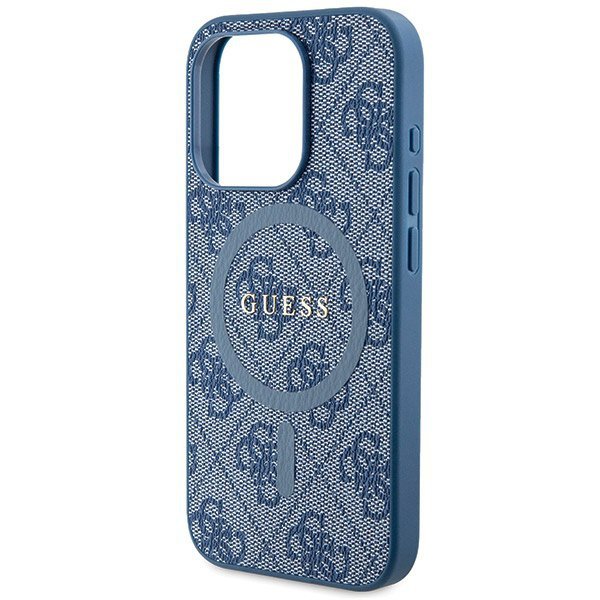 Guess GUHMP14LG4GFRB iPhone 14 Pro 6.1&quot; niebieski/blue hardcase 4G Collection Leather Metal Logo MagSafe