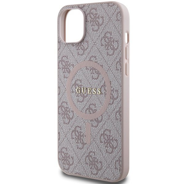 Guess GUHMP14SG4GFRP iPhone 14 / 15 / 13 6.1&quot; różowy/pink hardcase 4G Collection Leather Metal Logo MagSafe