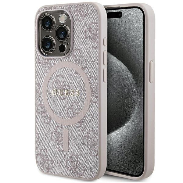 Guess GUHMP15LG4GFRP iPhone 15 Pro 6.1&quot; różowy/pink hardcase 4G Collection Leather Metal Logo MagSafe