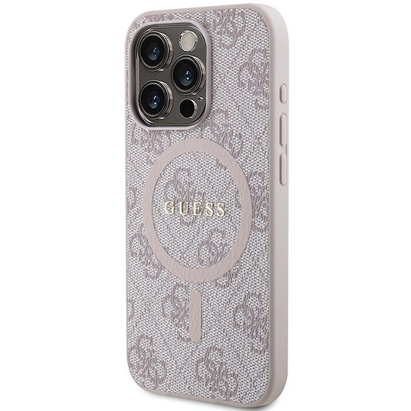 Guess GUHMP15LG4GFRP iPhone 15 Pro 6.1&quot; różowy/pink hardcase 4G Collection Leather Metal Logo MagSafe