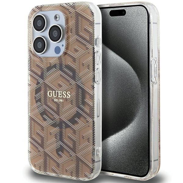 Guess GUHMP15XHGCUSTGW iPhone 15 Pro Max 6.7&quot; brązowy/brown hardcase IML GCube MagSafe