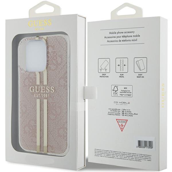 Guess GUHCP14XH4PSEGP iPhone 14 Pro Max 6.7&quot; różowy/pink hardcase IML 4G Gold Stripe