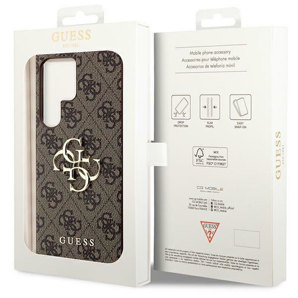 Guess GUHCS24L4GMGBR S24 Ultra S928brązowy/brown hardcase 4G Big Metal Logo