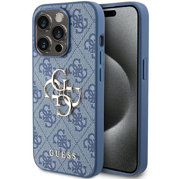 Guess GUHCP15L4GMGBL iPhone 15 Pro 6.1&quot; niebieski/blue hardcase 4G Big Metal Logo